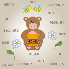 Baby background with funny teddy bear