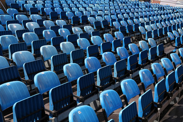 Venue - blue chairs at concert auditorium outdoor