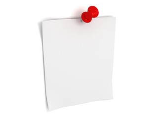 note paper with red pin