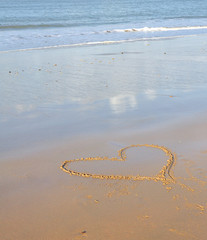 coeur dessiné sur le sable