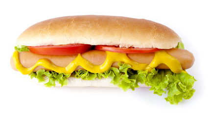 Hot Dog  isolated on white.