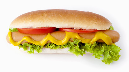 Hot Dog  isolated on white.