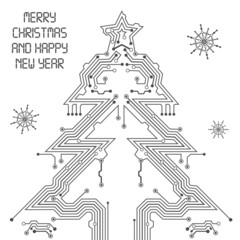 Fototapeta na wymiar Christmas Tree from circuit board
