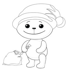 Teddy bear Santa Claus, contours