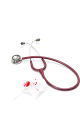 diagnose, isolate first aid for wound with stethoscope.