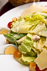 Delicious fresh salad and olive oil