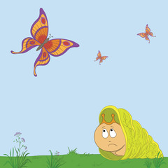 Snail and butterflies