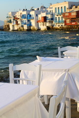 Small tavern in Small Venice of Mykonos island