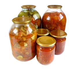 Home canning. Pickles is isolated on a white background