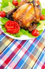 Roasted turkey on the festive table