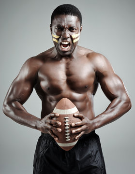 Well-built american football player