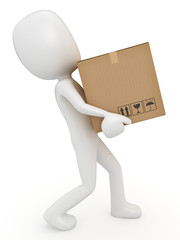 3D render of a man carrying a box