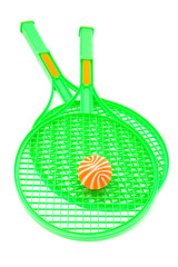 green racket and ball