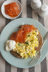 Smoked salmon with scrambled eggs