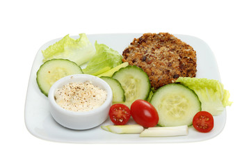 Fish cake and salad