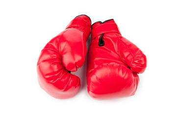 Red boxing gloves isolated on white
