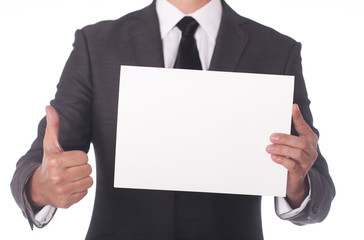 Businessman holding a piece of paper.