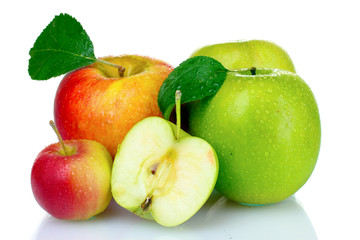 Many fresh ripe apples isolated on white