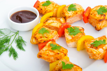 Chicken kebab on skewers