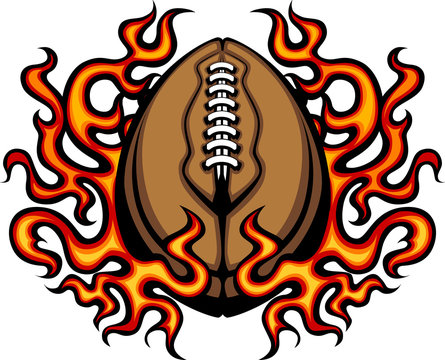 American Football Template with Flames Vector Image