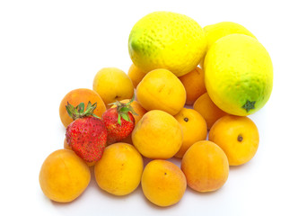 Ripe apricots and berries