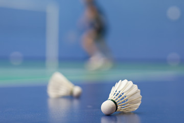 Fototapeta na wymiar badminton - badmintona dwa lotki