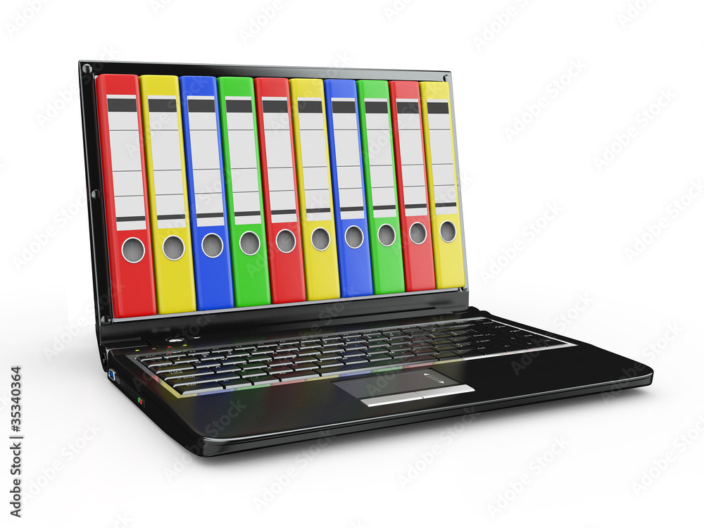 Poster Archive. Laptop with folders instead of the screen