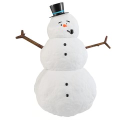 3d snowman with hat and pipe