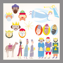 Wise men vector set christmas