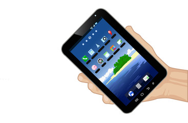 hand holding tablet PC