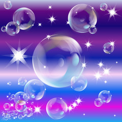 Fototapeta na wymiar Soap bubbles on an abstract background