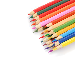 Colored pencils isolated on white background