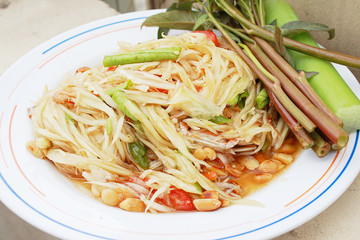 Green papaya salad,Thailand