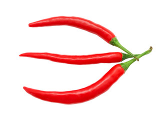 Red hot chili peppers isolated on white background