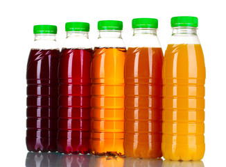 Bottles with juice isolated on white