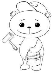 Teddy bear house painter, contours