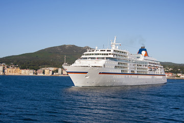 Fototapeta na wymiar cruise ship by sea, travel and transportation