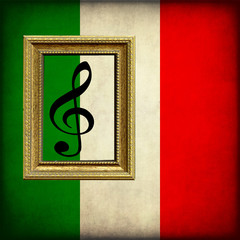 Omaggio all'opera lirica italiana, quadro con bandiera italiana