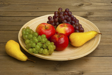 fruits on wooden dish