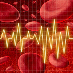 Blood cells with an ekg heart monitor symbol