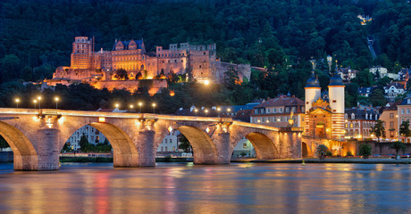 Heidelberg Alte Brücke und Schloss - obrazy, fototapety, plakaty