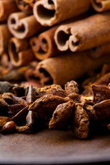Star aniseed and cinnamon sticks