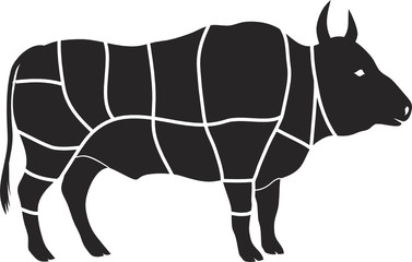 Vector beef cutting chart diagram