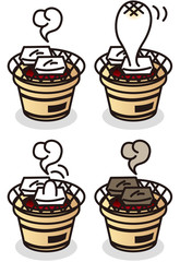 七輪で餅を焼くイラスト
