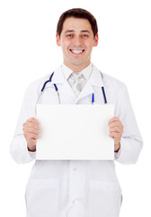 Doctor with placard