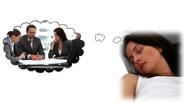 Dark-haired woman dreaming