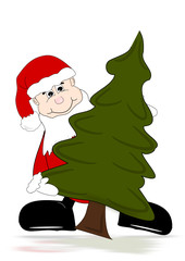 Weihnachtsmann mit Baum