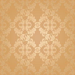 Vector seamless background flowers, floral gold