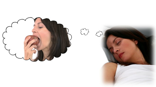 Woman dreaming about food