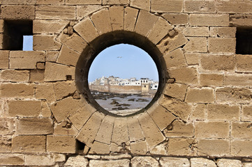 view of Essaouira port on the Moroccan coast